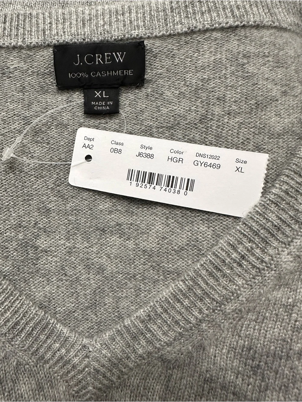 J. Crew Men's V-Neck Cashmere Sweater Heather Gray XL Preppy Quiet Luxury NWT